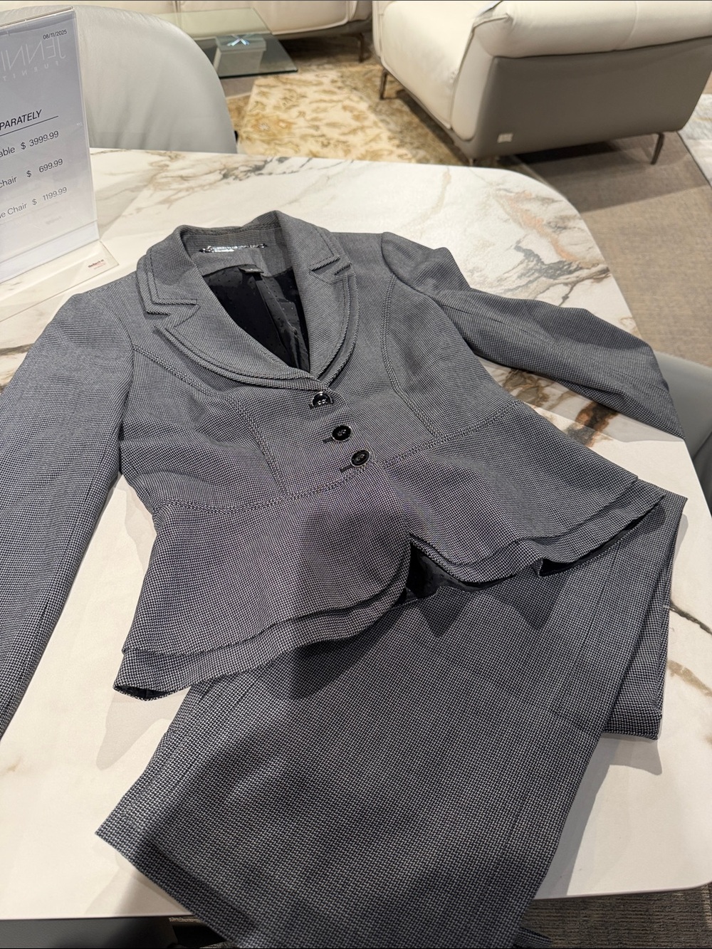 Tailored Gray Women's Peplum Blazer and trouser Set